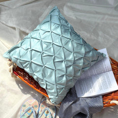 Sea Crunch - Blue Satin Throw Pillow Cover