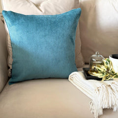 Teal Blue Velvet Throw Pillow Cover - Teal Blue Cords