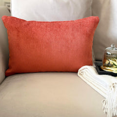 Rust Velvet Throw Pillow Cover - Rust Cords