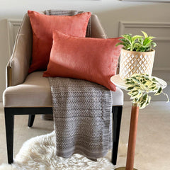 Rust Velvet Throw Pillow Cover - Rust Cords