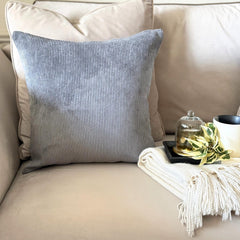 Dark Gray Velvet Throw Pillow Cover - Dark Gray Cords