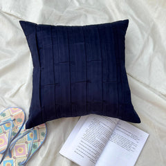 Navy Blue Love Tune - Navy Blue Suede Throw Pillow Cover