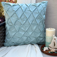 Sea Crunch - Blue Satin Throw Pillow Cover