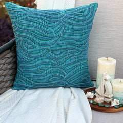 Sea Windsor - Blue Art Silk Throw Pillow Cover