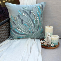 Water Burst - Light Blue Art Silk Throw Pillow Cover