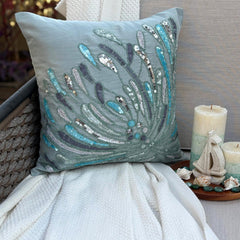Water Burst - Light Blue Art Silk Throw Pillow Cover