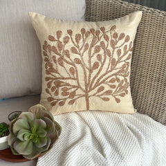 The Gold Tree - Gold Art Silk Throw Pillow Cover