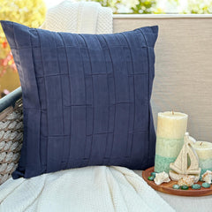 Navy Blue Love Tune - Navy Blue Suede Throw Pillow Cover