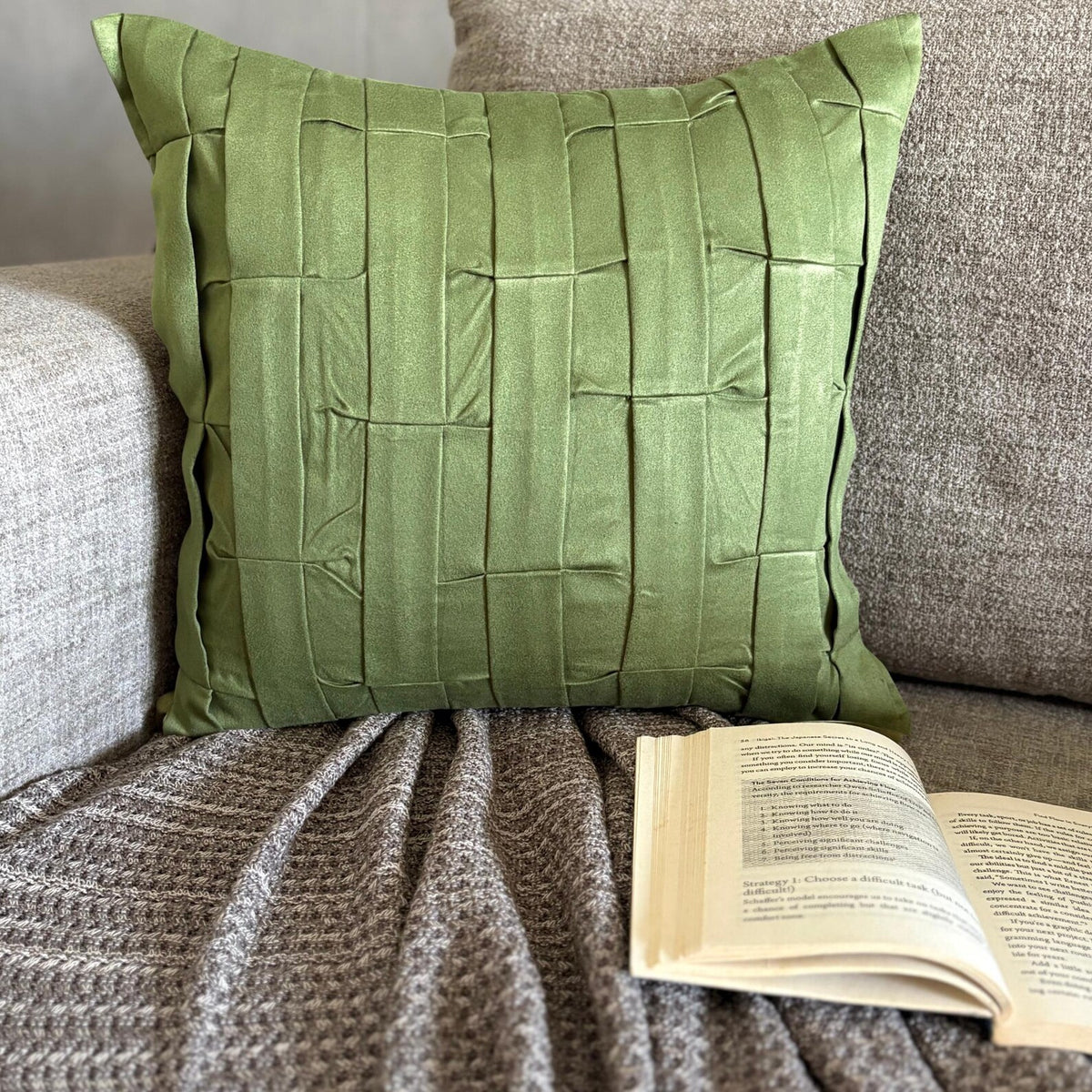 Green Love Tune - Green Suede Throw Pillow Cover