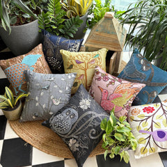 Birdy Flight - Navy Blue Art Silk Throw Pillow Cover