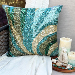 Waves Are Scenic - Blue Art Silk Throw Pillow Cover