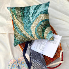 Waves Are Scenic - Blue Art Silk Decorative Euro Sham