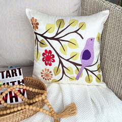 Birdy Style - Multicolor Art Silk Throw Pillow Cover