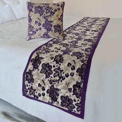 Plum Petal - Velvet Purple Decorative Bed Runner and Pillow Cover