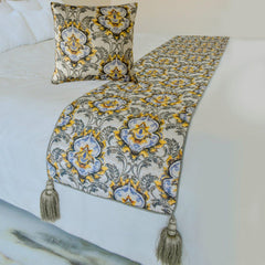 Damask Blaze - Jacquard Grey Decorative Bed Runner and Pillow Cover
