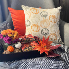 Orange Woven Jacquard Pumpkin Throw Pillow Cover - Spiced Pumpkin
