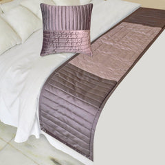 Plum Radiance - Satin & Velvet Purple Decorative Bed Runner and Pillow Cover