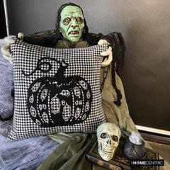 Black Jacquard Decorative Throw Pillow Cover - Classic Pumpkin
