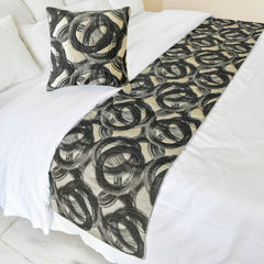 Circlewise - Jacquard Black Decorative Bed Runner and Pillow Cover