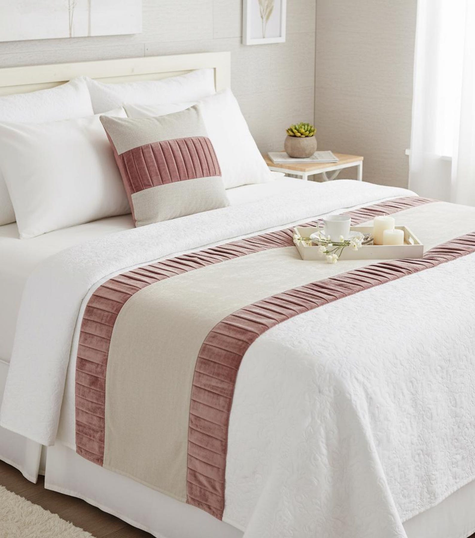 Layer By Layer Decorative Bed Runner and Pillow Cover
