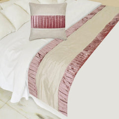 Layer By Layer - Velvet & Linen Purple Decorative Bed Runner and Pillow Cover