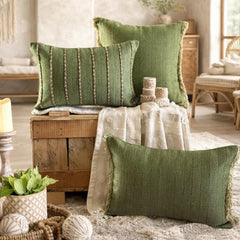 Moss Jute Lumbar Pillow Cover