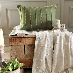 Green Jute Lumbar Pillow Cover - Moss Jute