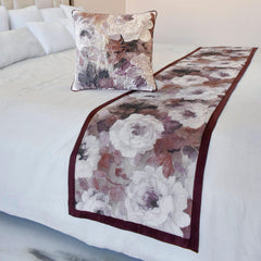 Wood Rose - Jacquard Purple Decorative Bed Runner and Pillow Cover