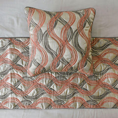 Orange Twirls Decorative Bed Runner and Pillow Cover