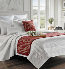 Path - Velvet Red Decorative Bed Runner and Pillow Cover
