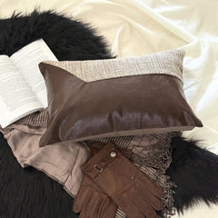 The George - Brown Linen & Faux Leather Decorative Euro Sham