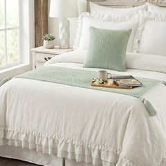 Tessellation Blue - Jacquard Blue Decorative Bed Runner and Pillow Cover