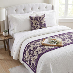Plum Petal Decorative Bed Runner and Pillow Cover