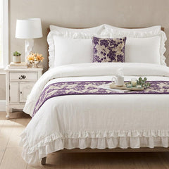 Plum Petal - Velvet Purple Decorative Bed Runner and Pillow Cover