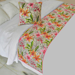 Lily Haven - Cotton Pink Decorative Bed Runner and Pillow Cover