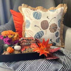 Brown Woven Jacquard Decorative Throw Pillow Cover - Cinnamon Pumpkins