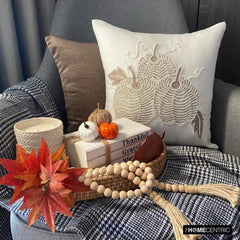 White Linen Modern Decorative Throw Pillow Cover - Pearl Kissed Pumpkin