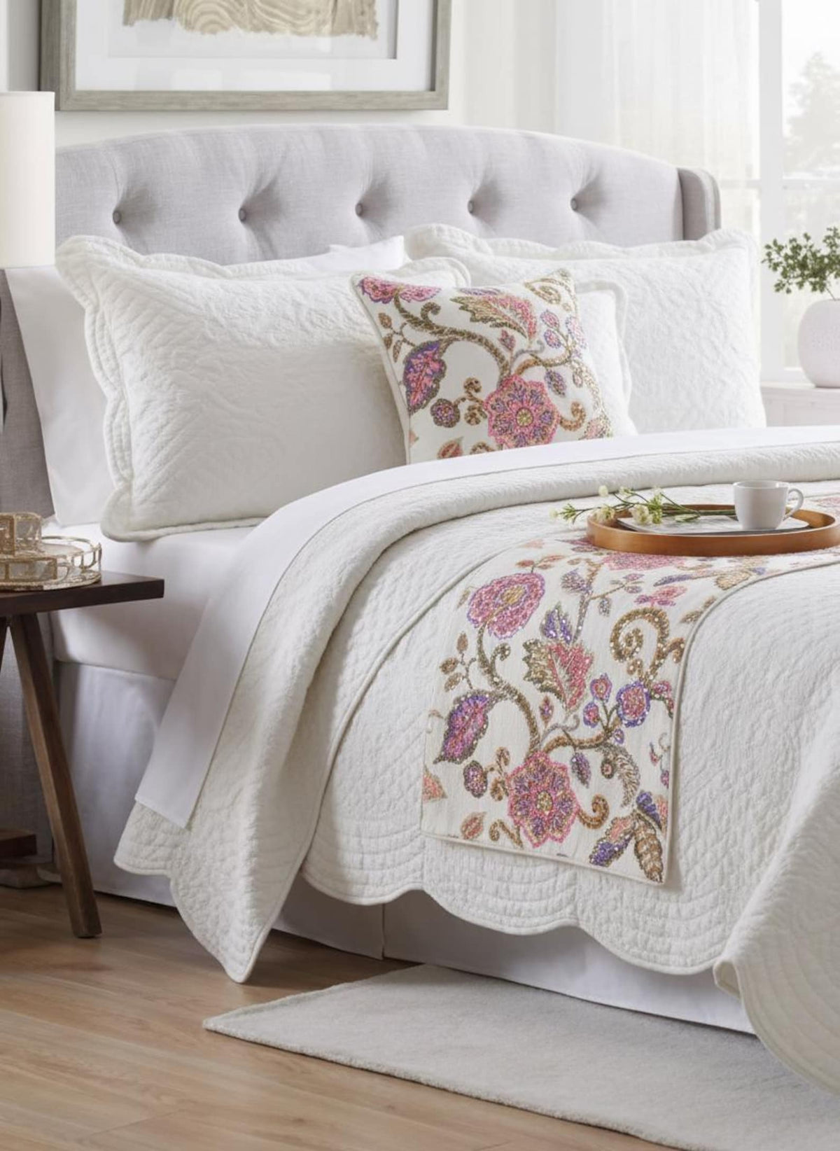 Aster Decorative Bed Runner and Pillow Cover