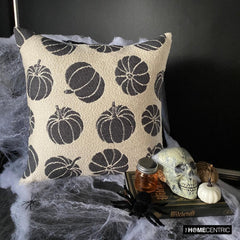 Black Jacquard Decorative  Throw Pillow Cover - Noir Pumpkin