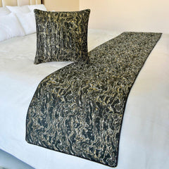 Stellaris - Jacquard Black Decorative Bed Runner and Pillow Cover