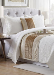 Luxe Velvet Lines Decorative Bed Runner and Pillow Cover