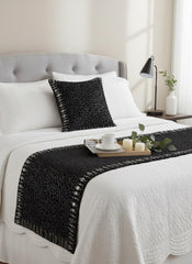 Mosaic Noir Decorative Bed Runner and Pillow Cover