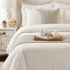 The Brick Effect - Velvet Grey Decorative Bed Runner and Pillow Cover