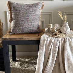 Jute Carnival - Grey Jute Throw Pillow Cover