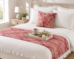 Pink Dalliance - Velvet Pink Decorative Bed Runner and Pillow Cover