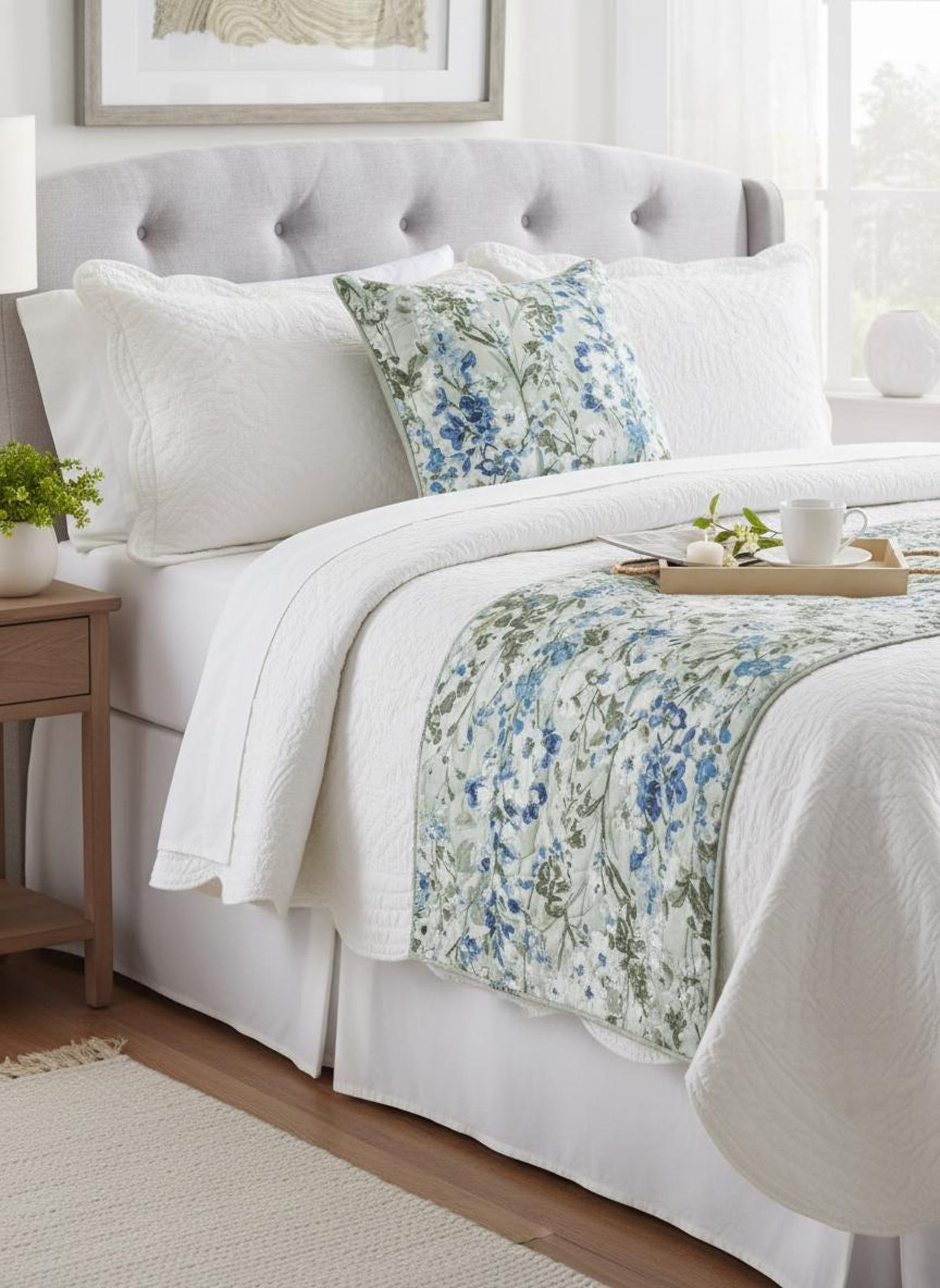 Garden Grace Decorative Bed Runner and Pillow Cover