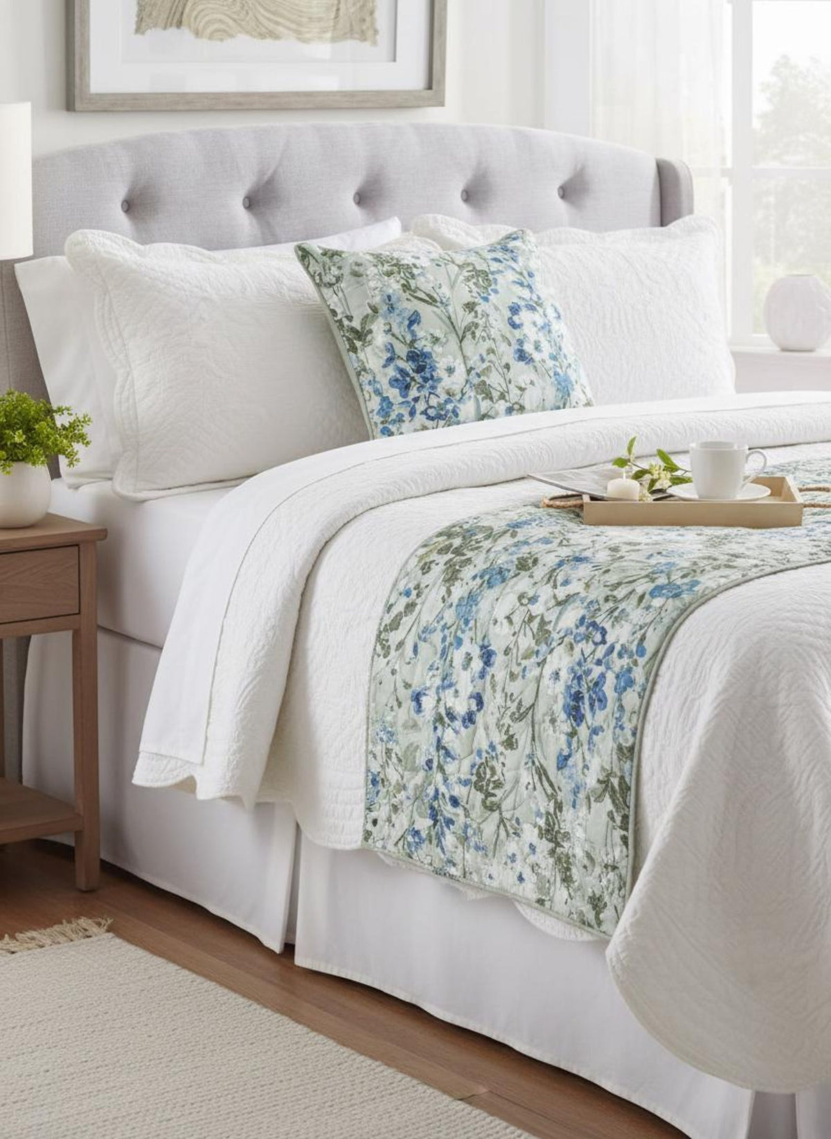 Garden Grace Decorative Bed Runner and Pillow Cover