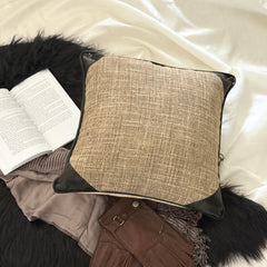 The George - Brown Linen & Faux Leather Decorative Euro Sham
