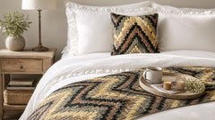 Paramount - Suede Velvet Beige Decorative Bed Runner and Pillow Cover
