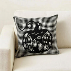 Black Jacquard Decorative Throw Pillow Cover - Classic Pumpkin